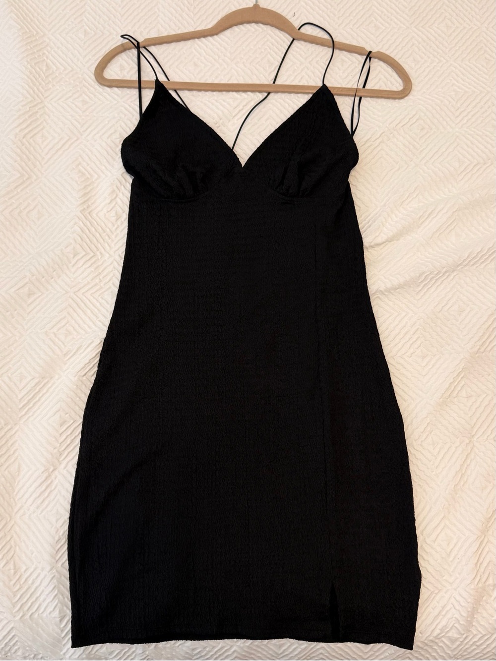 H&M Black Mini Slip Dress with Double Spaghetti Straps